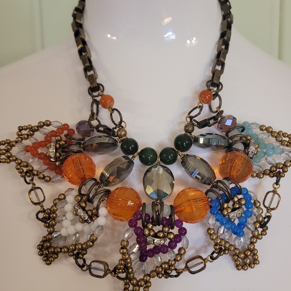 Anthropologie Pam Hiran multicolor collar bib statement beaded necklace